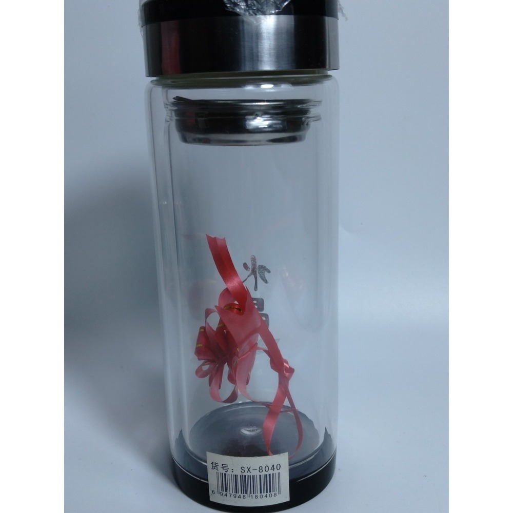 Double Glass 16 FL oz Tumbler with Tea Infuser Double Wall, New No Box